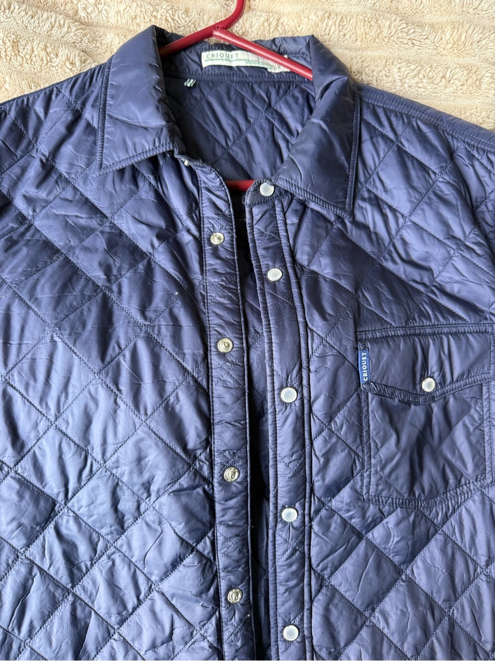Criquet Quilted Shacket in Navy Blue- worn ONCE - Picture 4 of 7